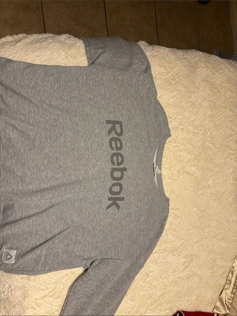 Reebok Men's Heather Gray Long-Sleeve Logo Tee